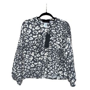 NWT Know One Cares Leopard Fleece - Grey & White - Size S